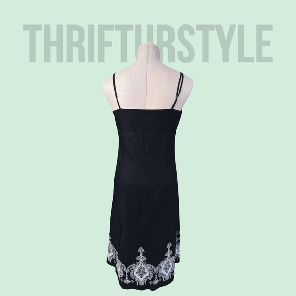Ann‎ Taylor LOFT Black Embroidered Trim Dress Sleeveless Casual Midi Sundress - Picture 2 of 10